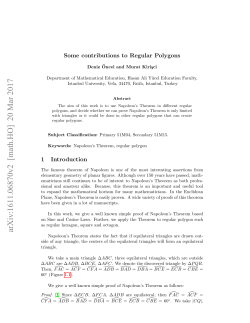 Napoleon`s Theorem in Regular Polygons