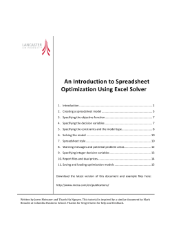 An Introduction to Spreadsheet Optimization Using Excel Solver