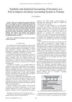 Synthetic and Analytical Accounting of Inventory as a Tool to