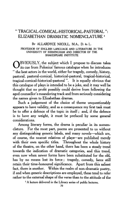 " tragical-comical-historical-pastoral ": elizabethan dramatic