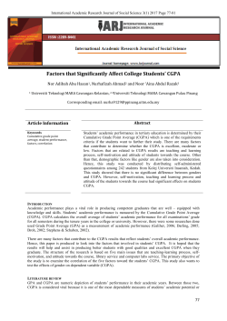 Factors that Significantly Affect College Students` CGPA