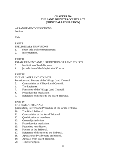The Land Disputes Courts Act. Cap 216