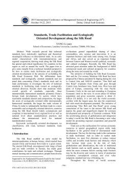 Standards, Trade Facilitation and Ecologically Oriented