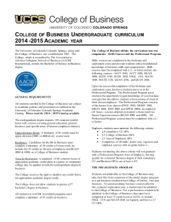 Model Degree Plan 2014-2015