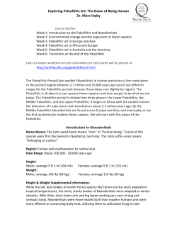 Introduction to the Paleolithic and Neanderthals