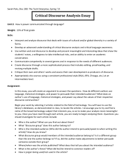Critical Discourse Analysis Essay
