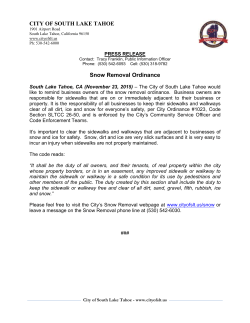 CITY OF SOUTH LAKE TAHOE Snow Removal Ordinance