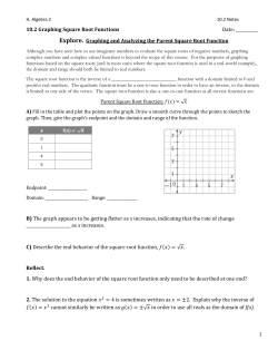 10.2 Graphing Square Root Functions Date
