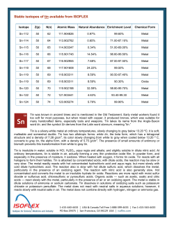 Stable isotopes of tin available from ISOFLEX