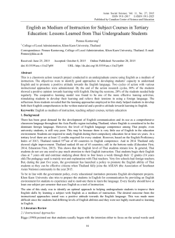 English as Medium of Instruction for Subject Courses in Tertiary