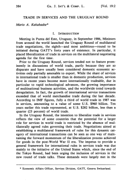 Trade in Services and the Uruguay Round