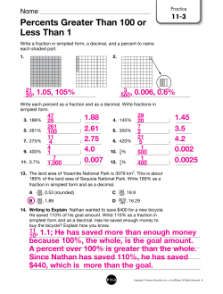 Percents Greater Than 100 or Less Than 1