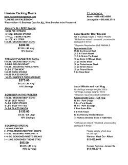 Hansen Packing Meats 2 Locations $280.00