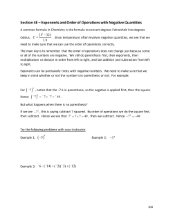 Section 4E &ndash; Exponents and Order of Operations with Negative