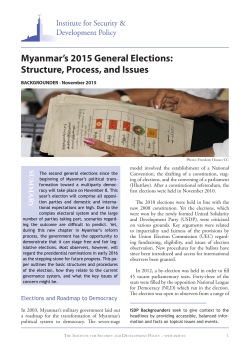 Myanmar`s 2015 General Elections: Structure, Process, and Issues