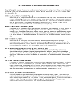 CNCC Course Descriptions for Course Required for the Dental