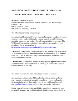 ANALYTICAL ISSUES IN THE HISTORY OF IMPERIALISM THE