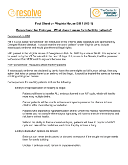 Fact Sheet on Virginia House Bill 1 (HB 1) Personhood for Embryos