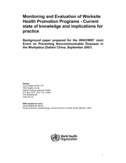 Monitoring and Evaluation of Worksite Health Promotion Programs