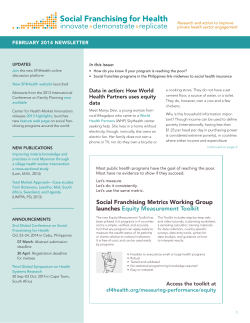 Newsletter 10 - Social Franchising for Health