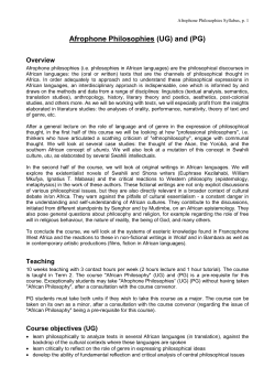 Afrophone Philosophies: Syllabus