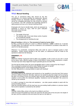 Manual handling - Health and Safety Hub