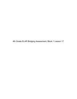 4th Grade ELAR Bridging Assessment, Block 1