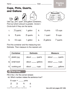 Cups, Pints, Quarts, and Gallons