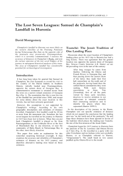 The Lost Seven Leagues: Samuel de Champlain`s Landfall in Huronia