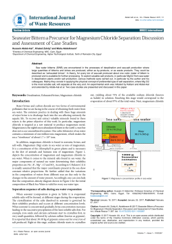 Seawater Bittern a Precursor for Magnesium Chloride Separation