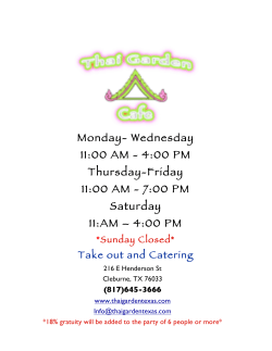 Monday - Thai Garden Cafe
