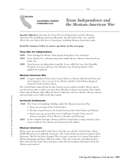Texan Independence and the Mexican-American War