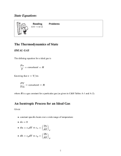 State Equations The Thermodynamics of State An Isentropic