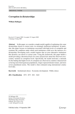 Corruption in dictatorships - Washington State University