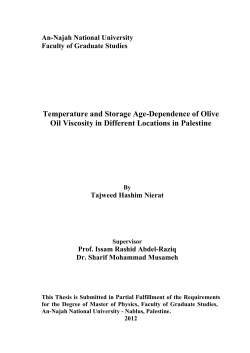 Temperature and Storage Age-Dependence of Olive Oil Viscosity in