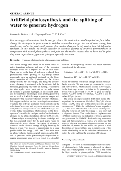 Artificial photosynthesis and the splitting of water