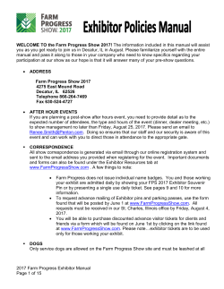 2017 Farm Progress Exhibitor Manual Page 1 of 15 WELCOME TO
