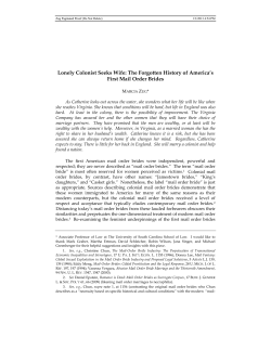 Lonely Colonist Seeks Wife - Duke Law Scholarship Repository