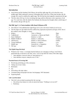 Introduction On Old Age I: A Conversation with Joan Erikson at 90