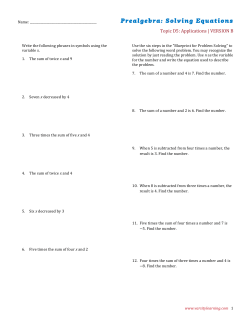 Prealgebra: Solving Equations