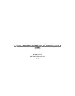 Is Quinoa a Solution for Food Security and Economic Growth in