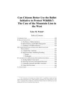 Can Citizens Better Use the Ballot Initiative to Protect Wildlife?: The