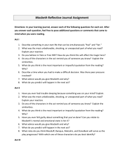Macbeth Reflective Journal Assignment