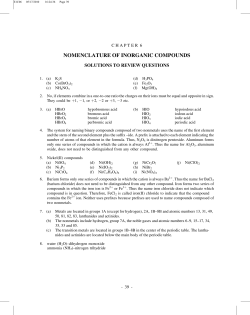 NOMENCLATURE OF INORGANIC COMPOUNDS