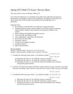 Spring 2013 Math 272 Exam 1 Review Sheet