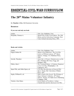 20th Maine Resources - Essential Civil War Curriculum
