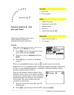 Factors Galore B: Get the Low Down