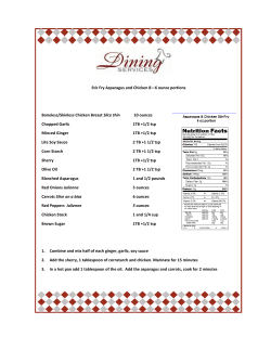 Stir Fry Asparagus and Chicken 8&mdash;6 ounce portions Boneless