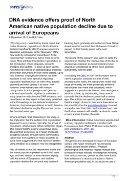 DNA evidence offers proof of North American native population