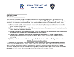 Animal Complaint Log and Instructions